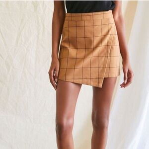 NWOT Brown Plaid Mini Skort